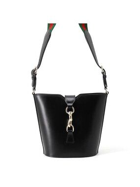 Gucci Shoulder Bag Canvas Leather Black